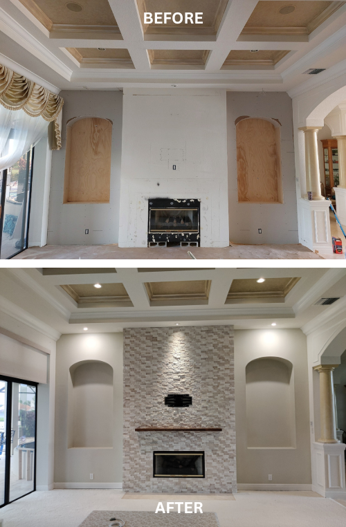 Entertainment media wall, brick veneer