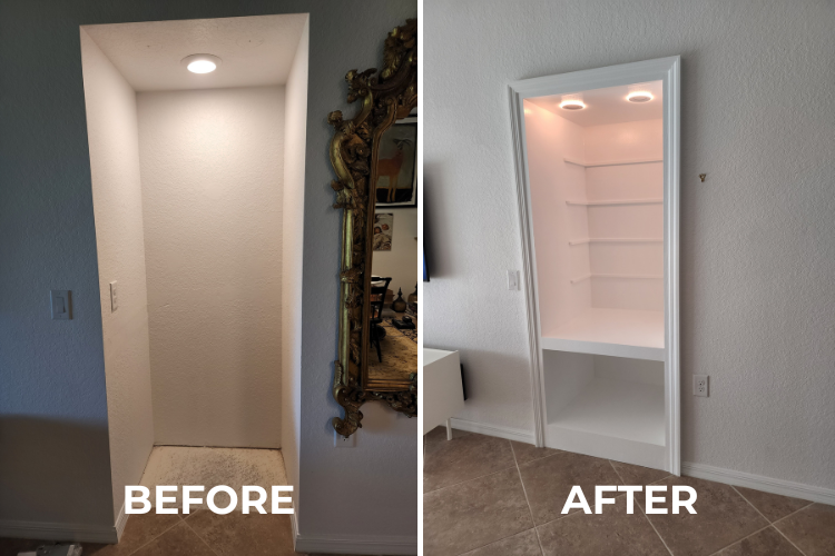 Bonita Springs Alcove Transformation: Illuminated Shelving Installation