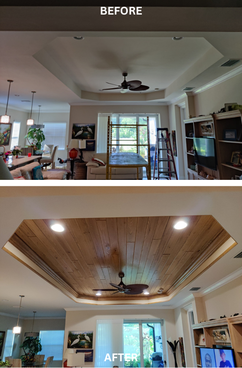 Synergy Honey-Toned Tongue and Groove Ceiling Installation for Ron Stewart